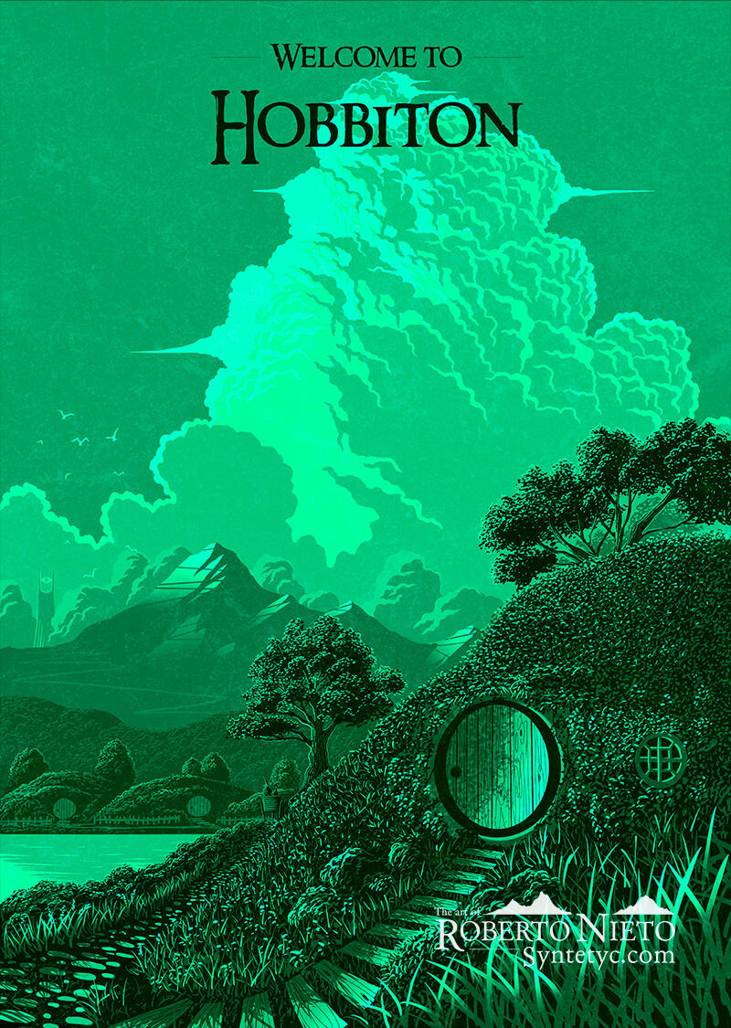 A beautiful poster from The Lord of the rings, the hobbiton